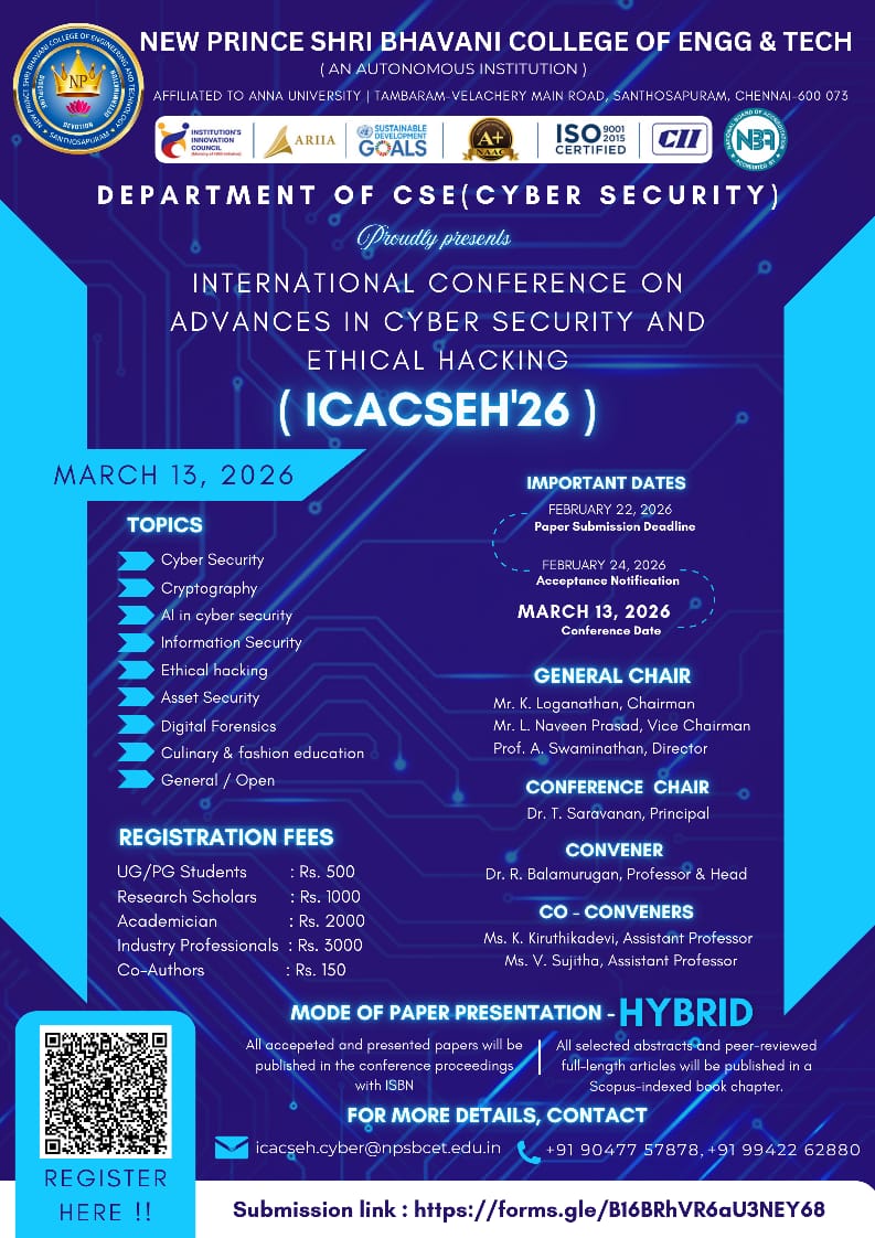 International Conference on advances in Cyber Security and Ethical Hacking ICACSEH’26